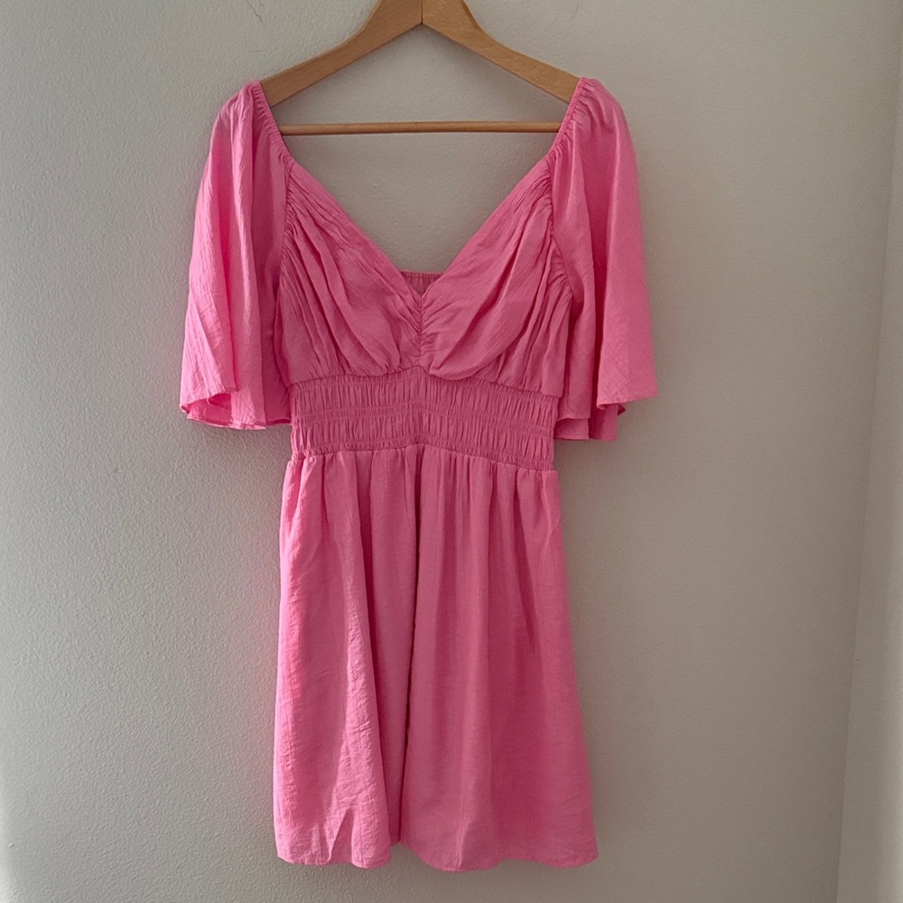 Abercrombie & Fitch Organza Tiered Pink Mini Dress Size Medium‎ Tall - Picture 2 of 10